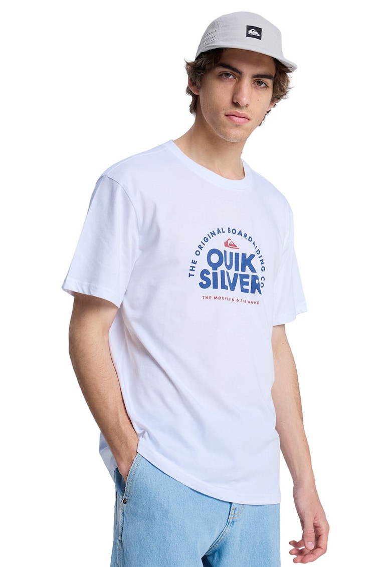 Tricou de bumbac cu imprimeu logo pe piept Fundamental Ride - Alb/Albastru royal