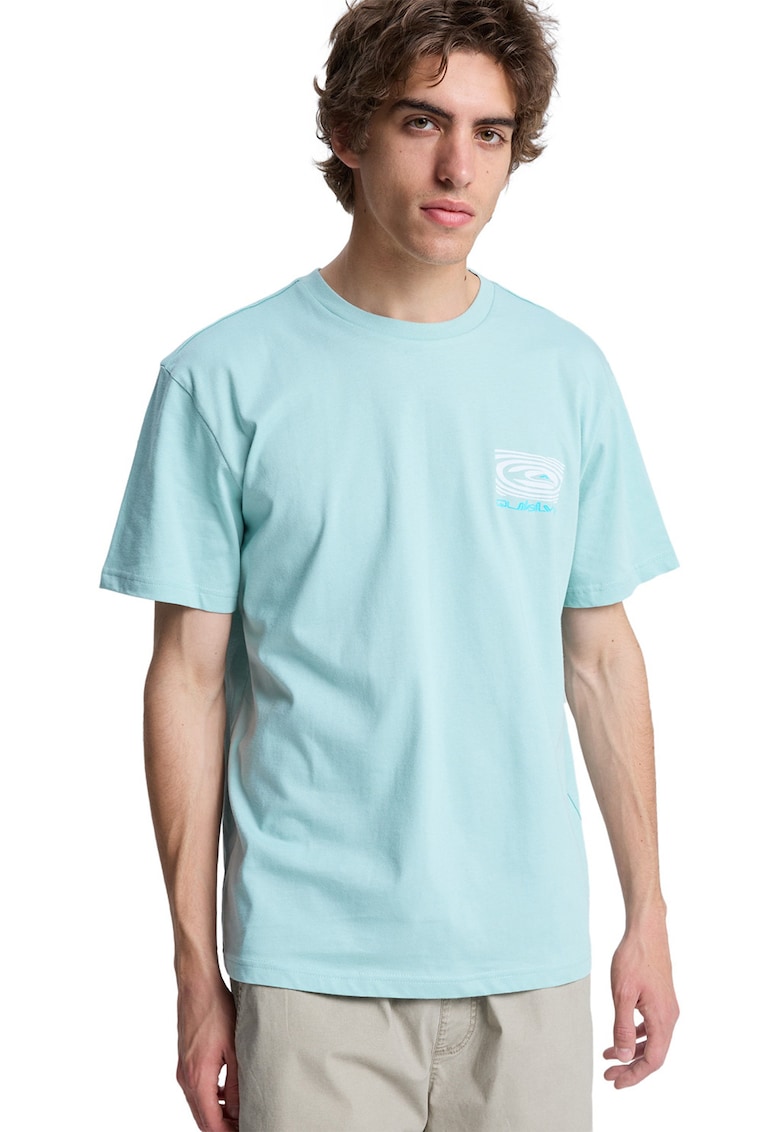 Tricou regular fit cu imprimeu pe spate Ripples - Alb/Verde menta