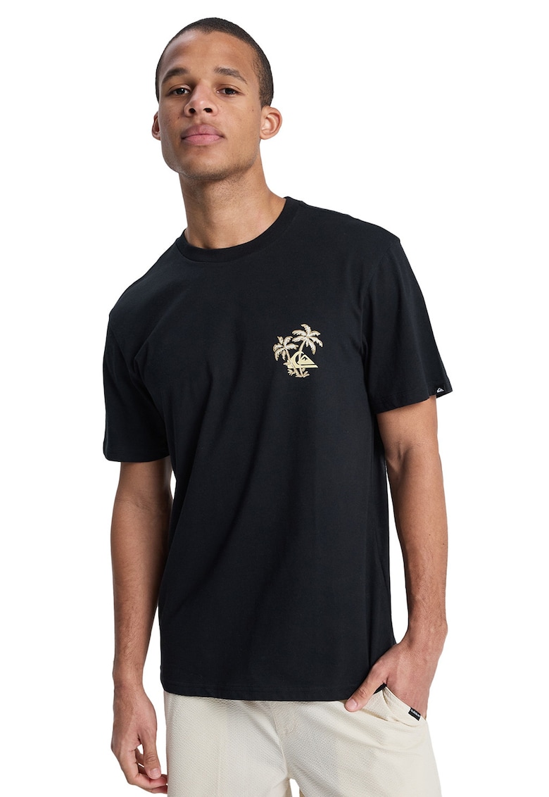 Tricou de bumbac organic cu imprimeu logo si grafic - Alb/Negru/Kaki
