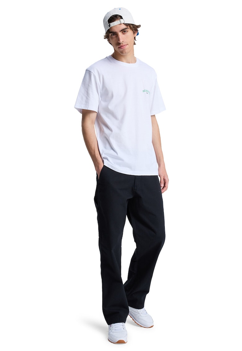 Tricou regular fit cu imprimeu grafic pe spate - Alb/Verde/Gri