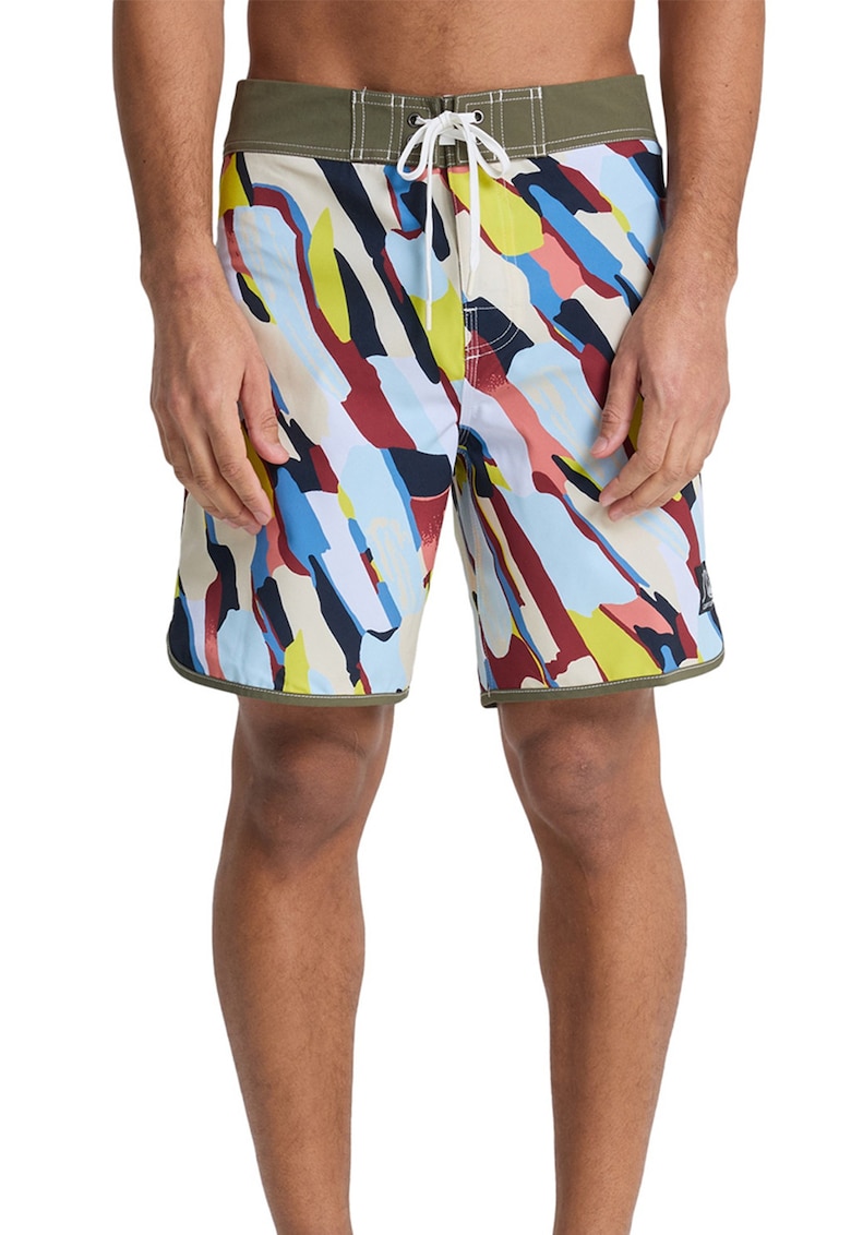 Pantaloni scurti de baie cu snur si model - Multicolor