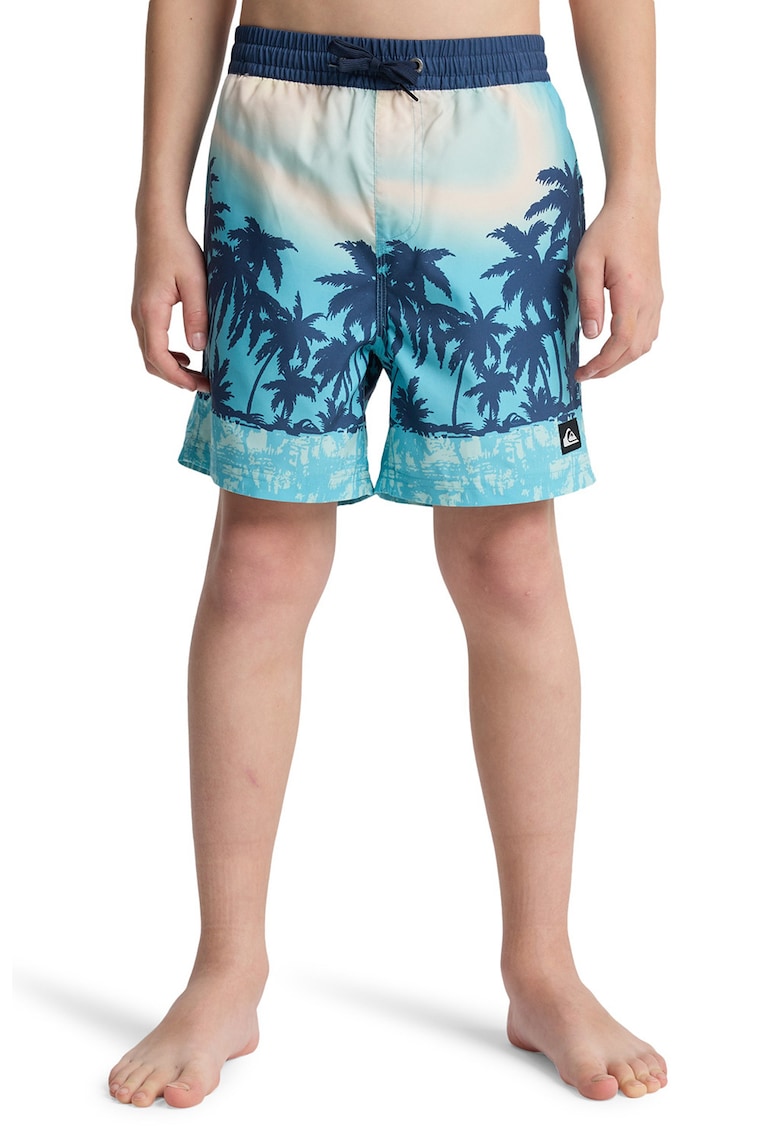 Pantaloni scurti de baie cu snur si imprimeu Everyday - Turcoaz/Bej/Bleumarin