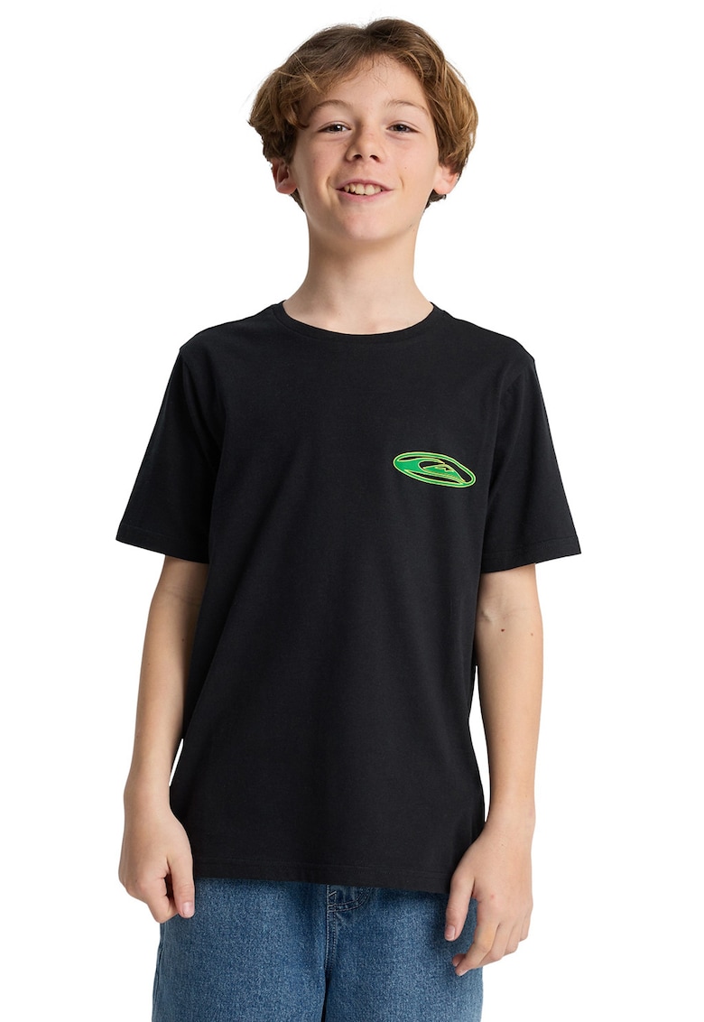 Tricou de bumbac cu imprimeu logo pe spate - Verde/Negru