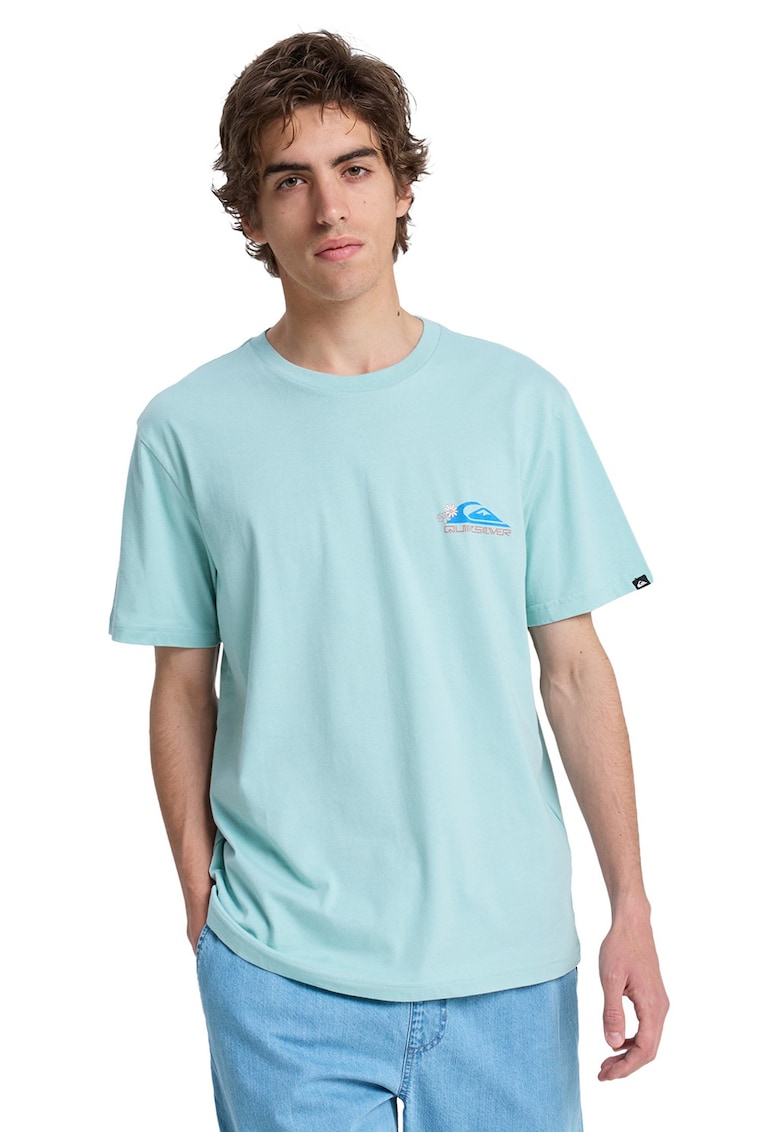 Tricou regular fit cu imprimeu tropical Barrel Paradise - Galben/Albastru aquamarin/Maro taupe