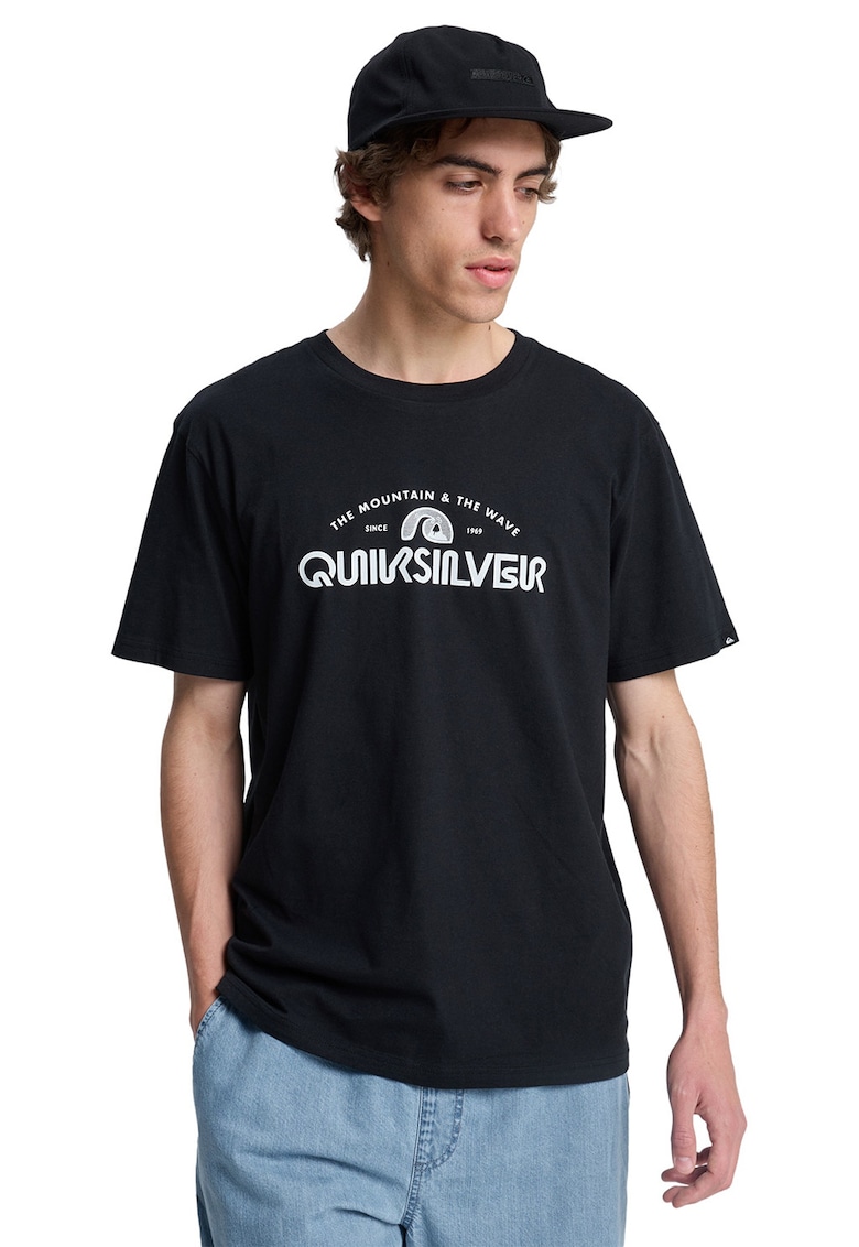 Tricou regular fit cu imprimeu logo pe piept - Alb/Negru