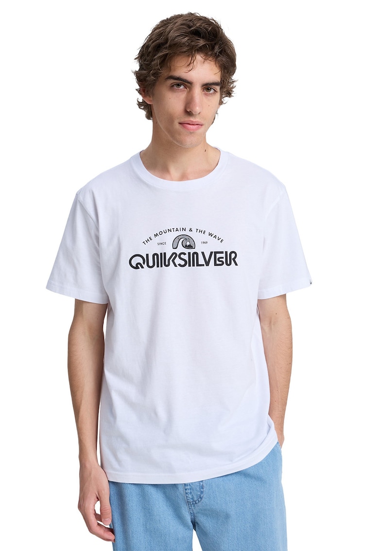 Tricou regular fit cu imprimeu logo pe piept - Negru/Alb optic