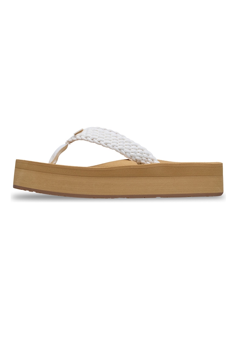Papuci flip-flop cu aspect impletit Porto - Alb/Maro camel