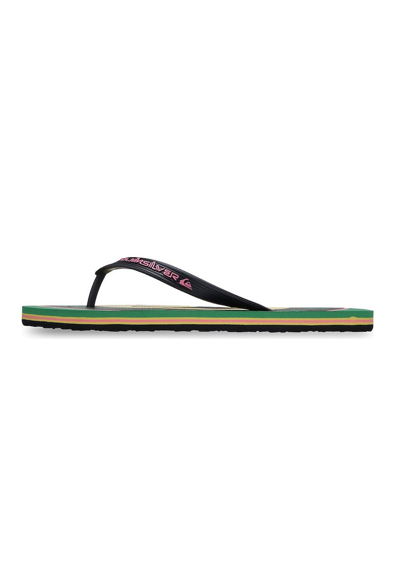 Papuci flip-flop cu logo - Verde/Negru/Galben