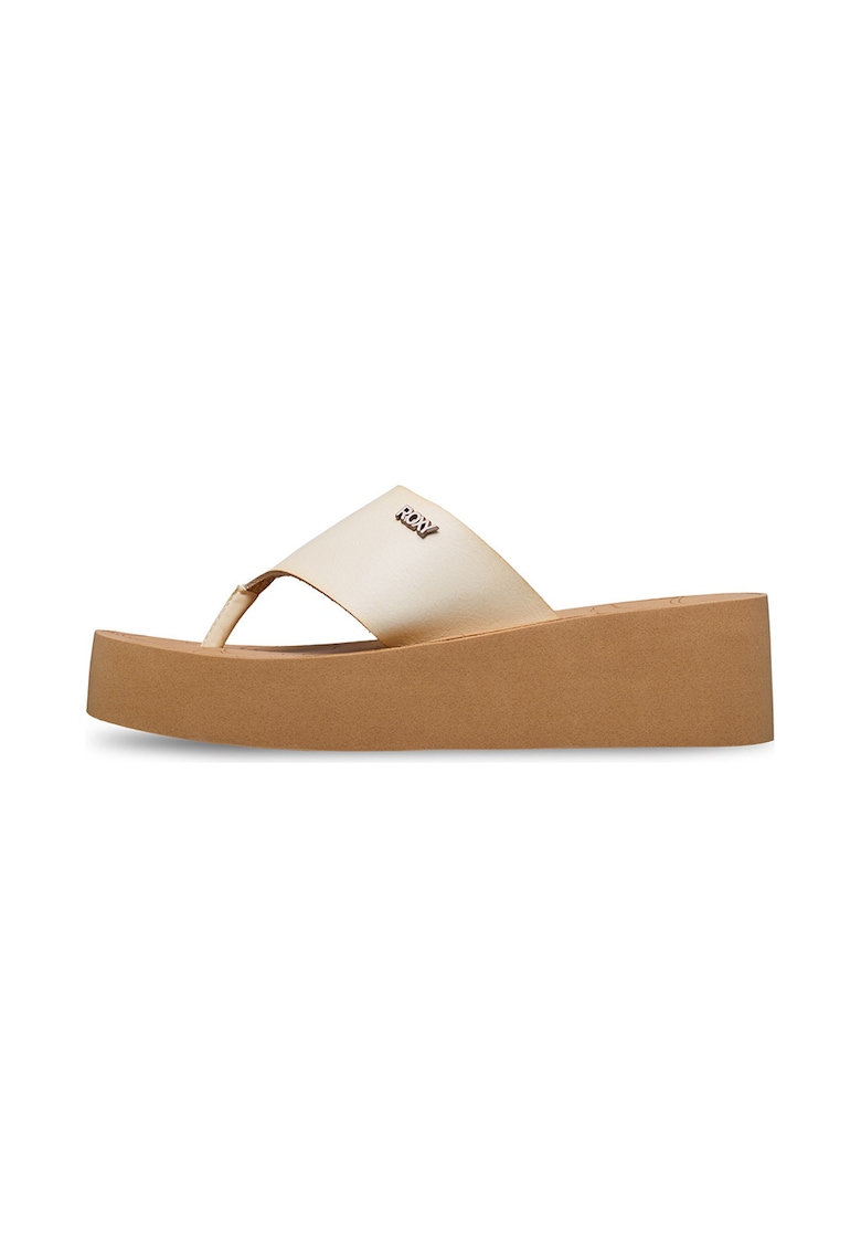 Papuci flip-flop cu varf patrat Sunset Dreams - Crem