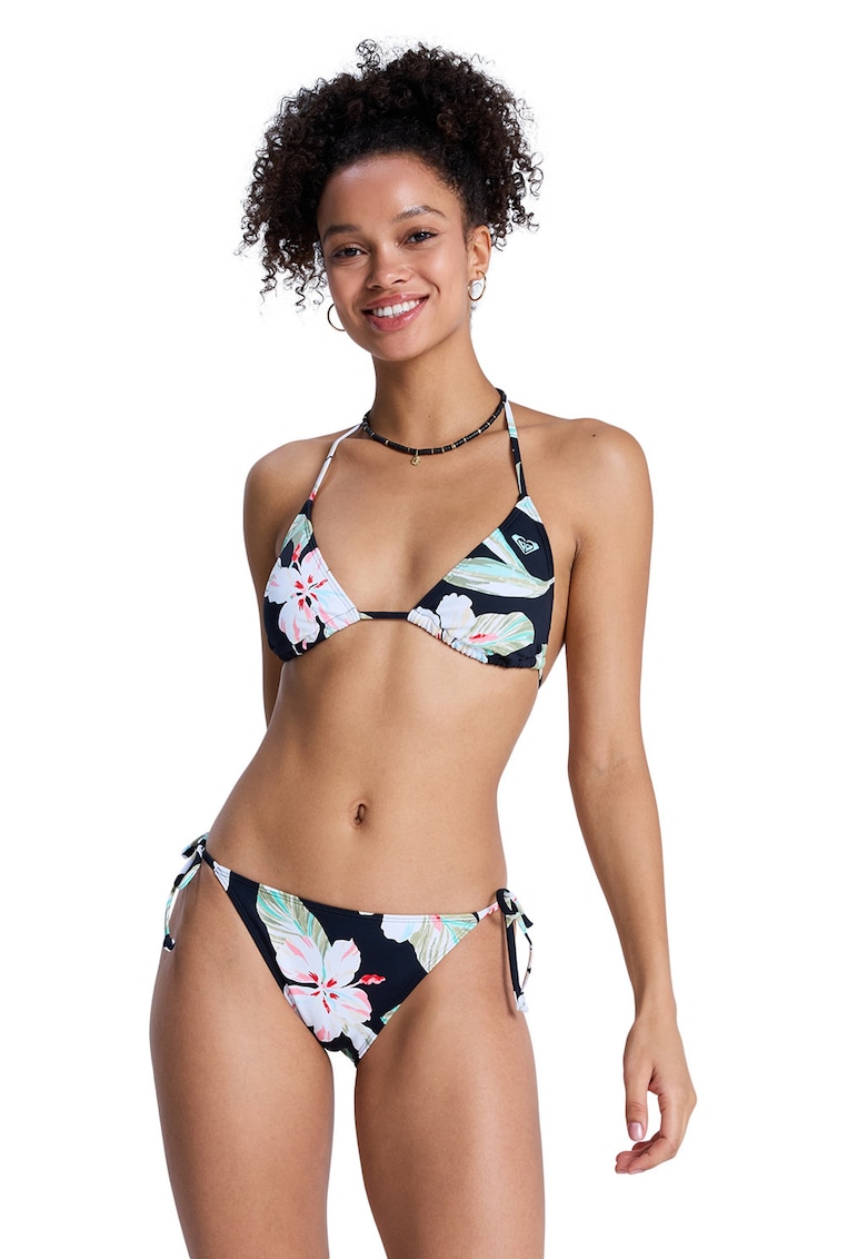 Costum de baie cu doua piese si model floral Essentials Tiki 2 - Alb/Albastru ultramarin