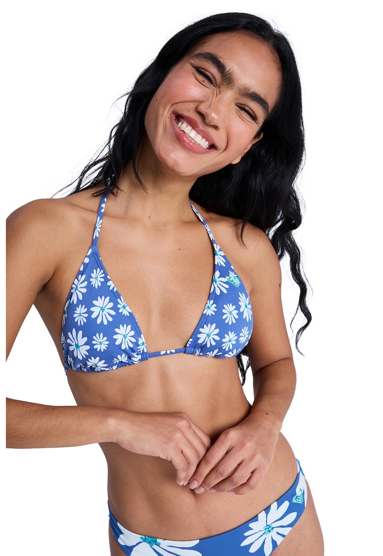 Sutien de baie halter Essentials Tiki - Alb/Albastru