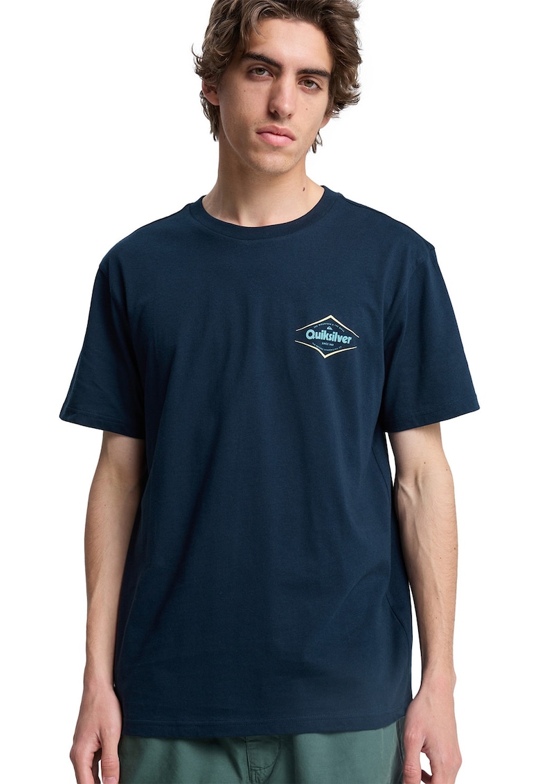 Tricou de bumbac cu imprimeu frontal Dawn - Albastru ultramarin