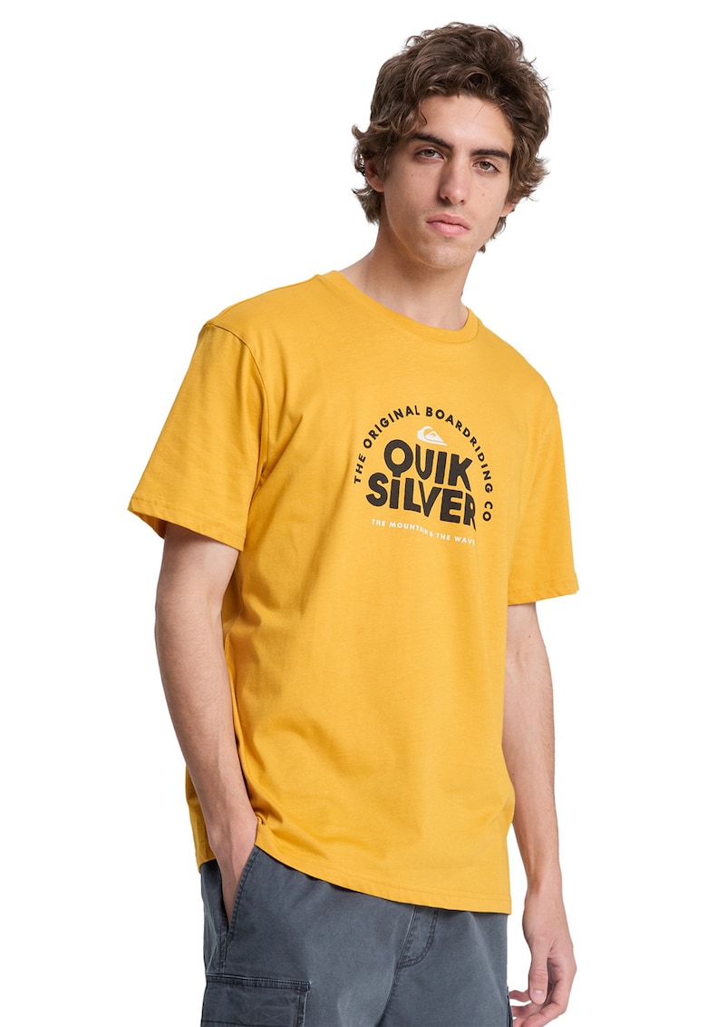 Tricou de bumbac cu imprimeu logo pe piept Fundamental Ride - Negru/Portocaliu
