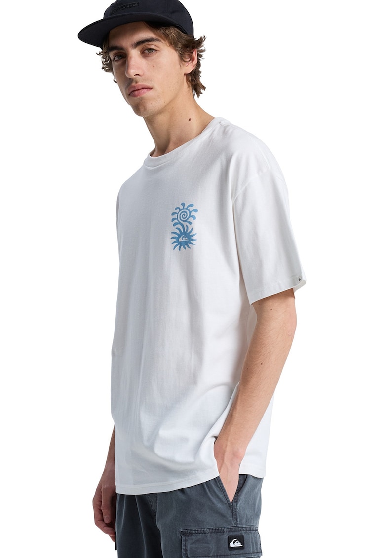 Tricou de bumbac organic Evo Blossom Of Peace - Alb optic/Albastru