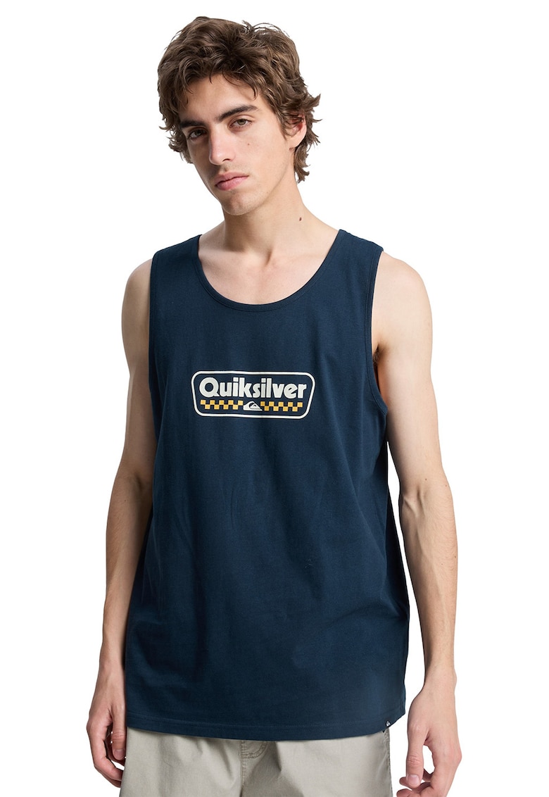 Top regular fit cu imprimeu logo pe piept - Albastru ultramarin