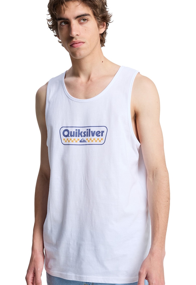Top regular fit cu imprimeu logo pe piept - Alb