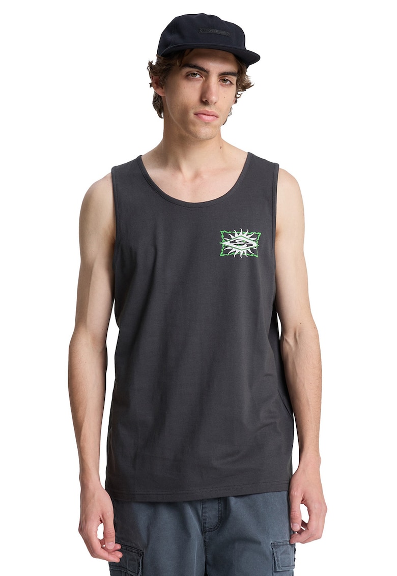 Top regular fit cu imprimeu pe spate - Alb/Gri carbune