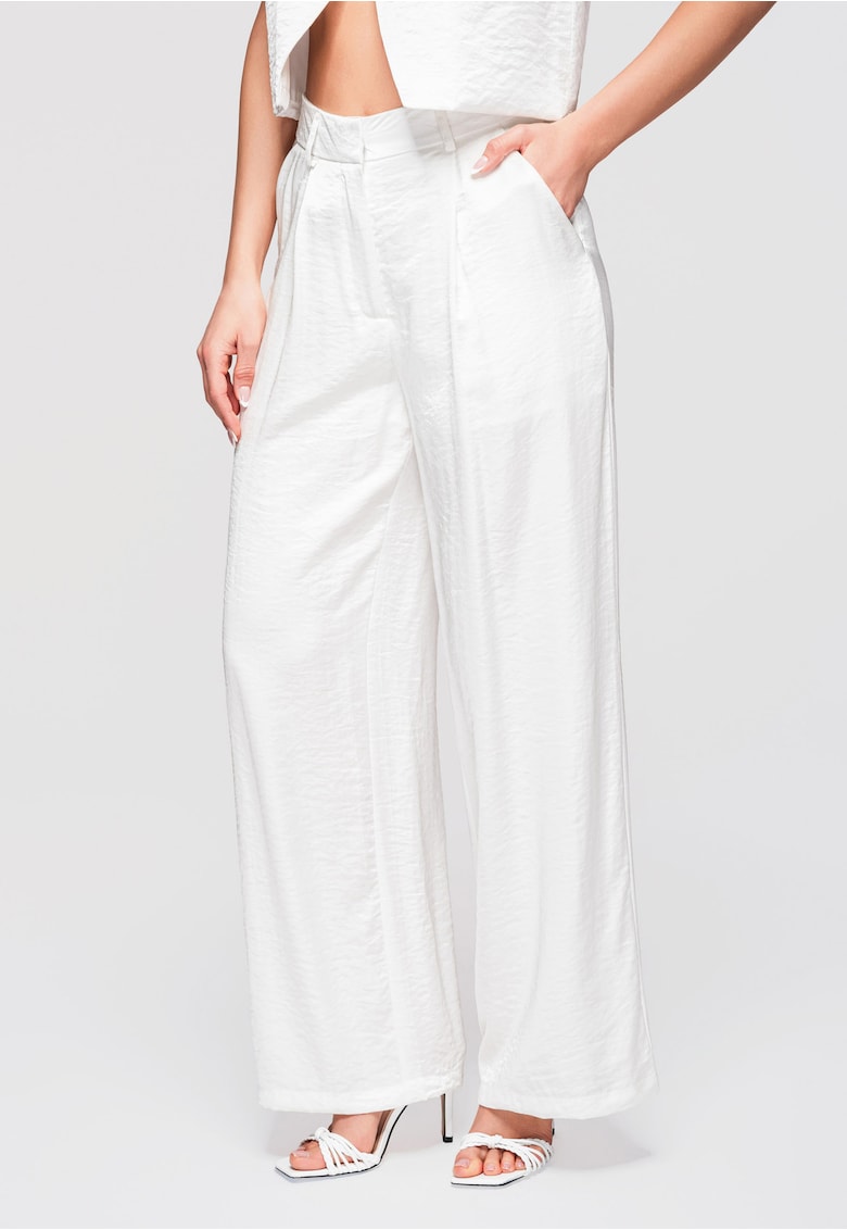 Pantaloni cu croi larg OW-PA-E0002 - Alb murdar