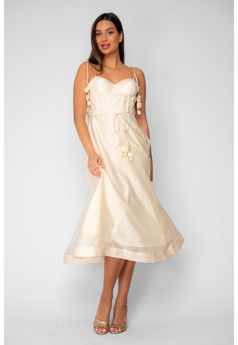 Rochie lunga cu bretele Beige 20904 - Bej