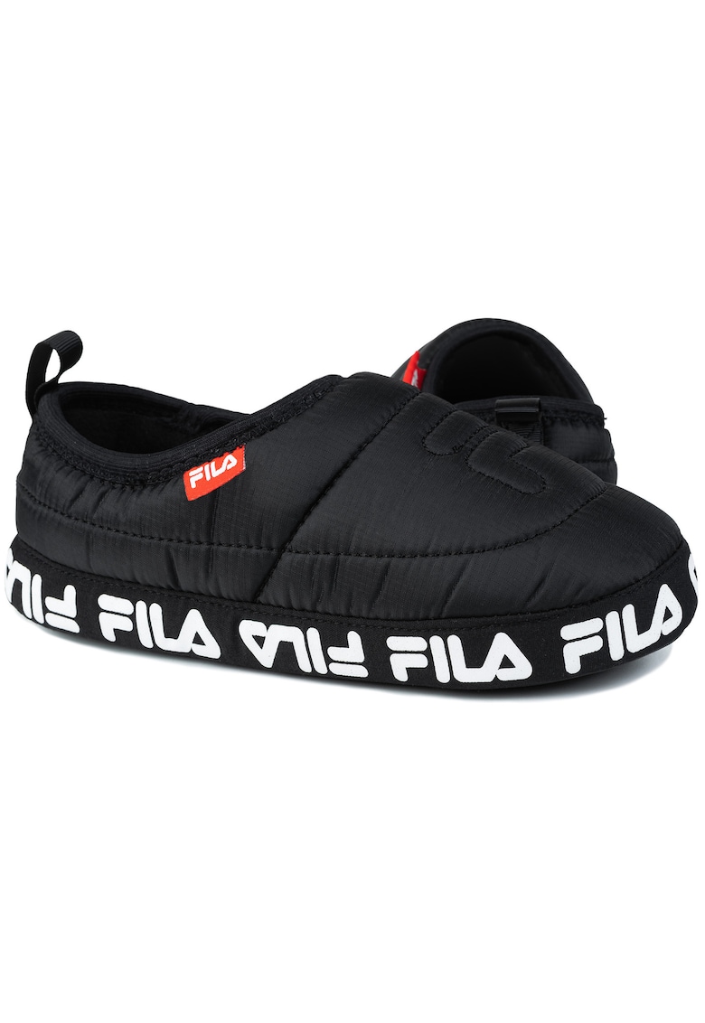 Papuci de casa COMFIDER - negru - material textil - talpa cauciuc - captusiti cu polar