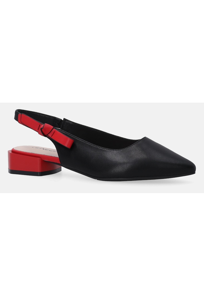 Pantofi slingback din piele cu toc contrastant