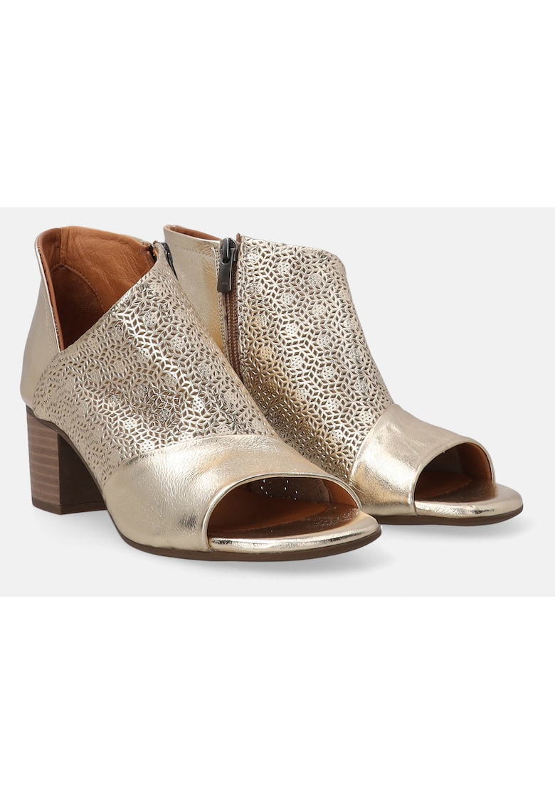 Botine pep-toe din piele cu toc masiv