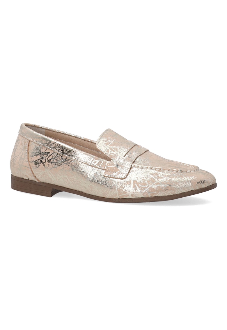 Loafers din piele nubuc cu imprimeu metalizat