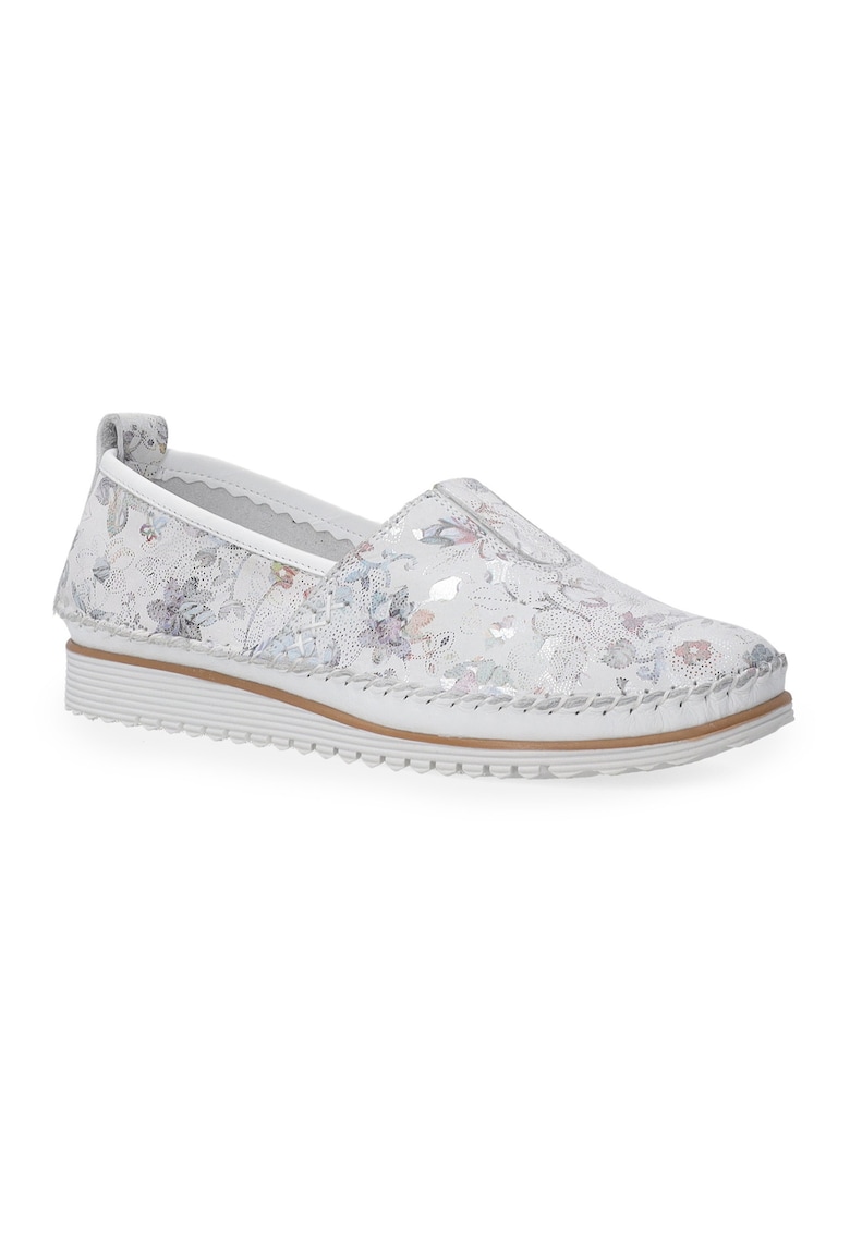 Mocasinidin piele nubuc - cu imprimeu floral