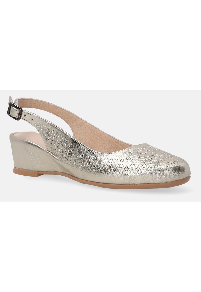 Pantofi din piele cu talpa wedge si bareta la spate