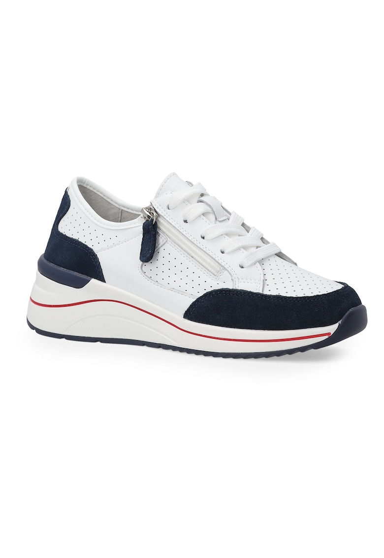 Pantofi sport din piele si piele intoarsa cu fermoar lateral