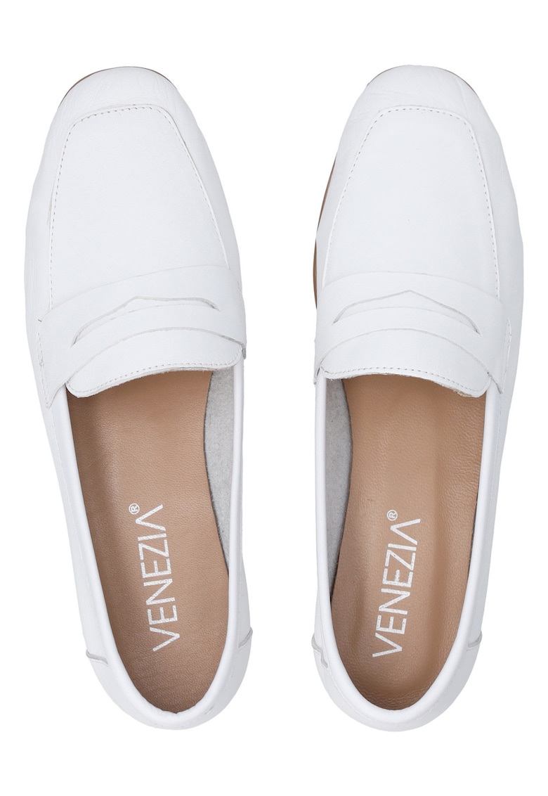 Pantofi loafer din piele cu talpa joasa si varf rotund
