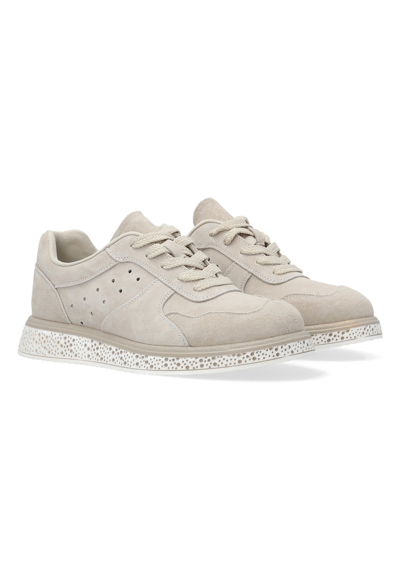 Pantofi sport din piele intorsa cu model pe talpa