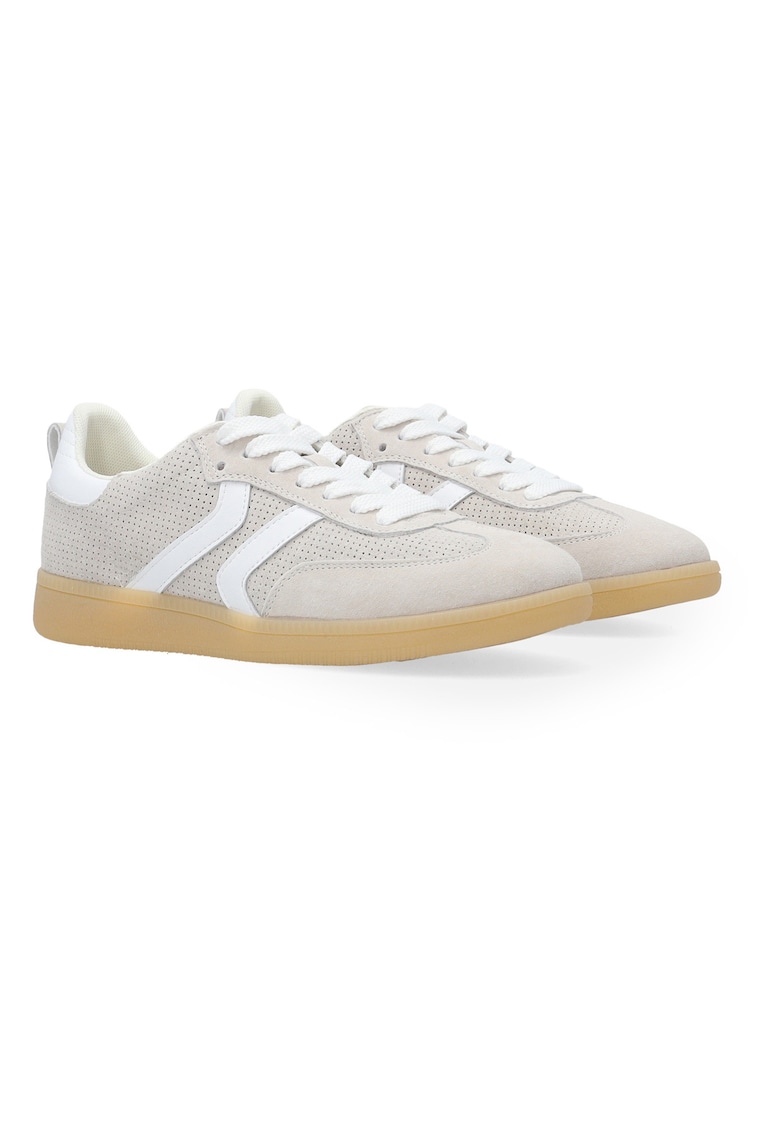 Pantofi sport din piele si piele intoarsa si perforati