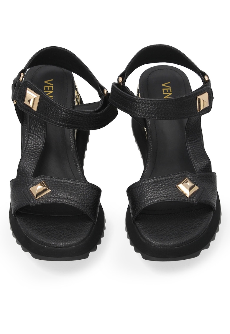 Sandale wedge din piele cu velcro