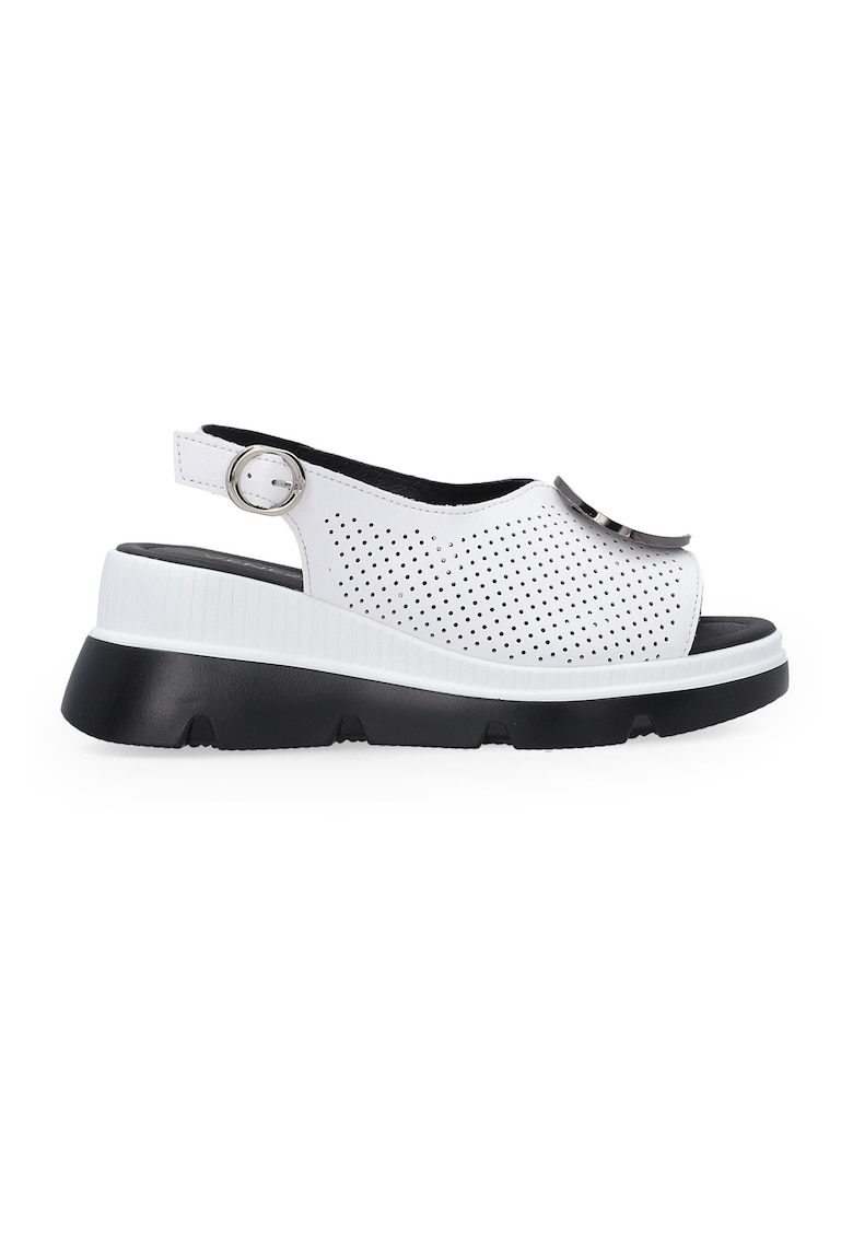 Sandale wedge din piele cu perforatii