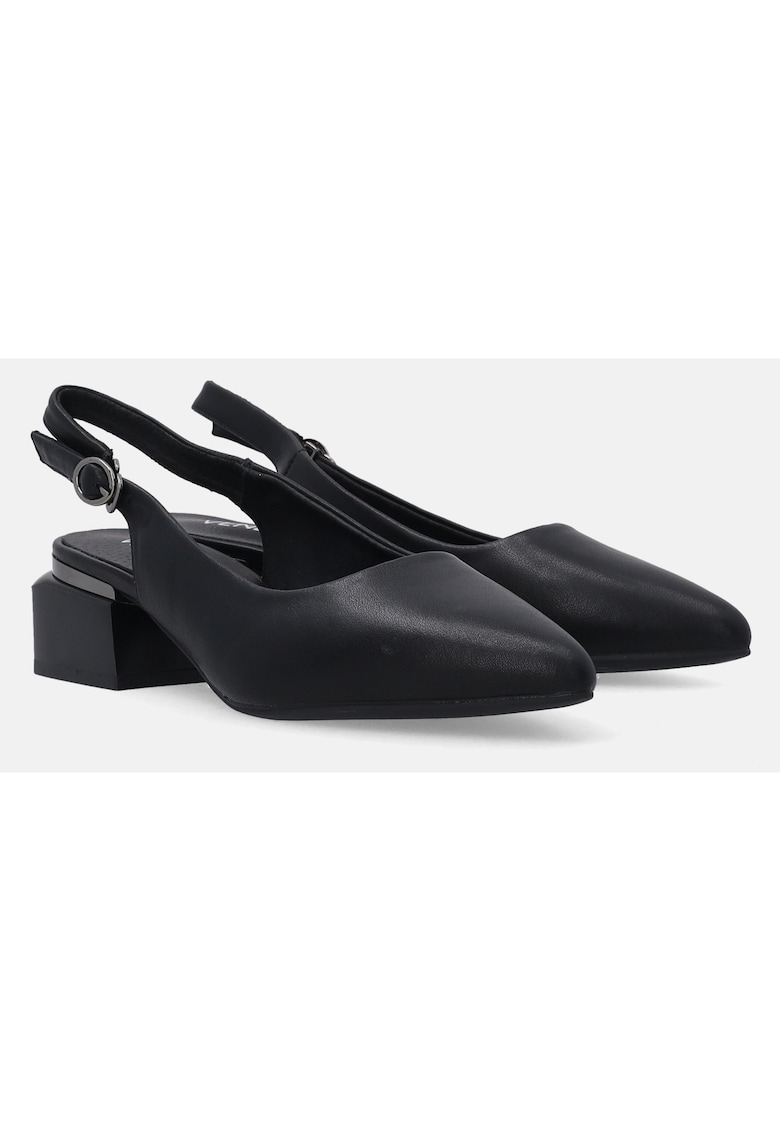 Pantofi cu toc din piele cu calcaiul descoperit