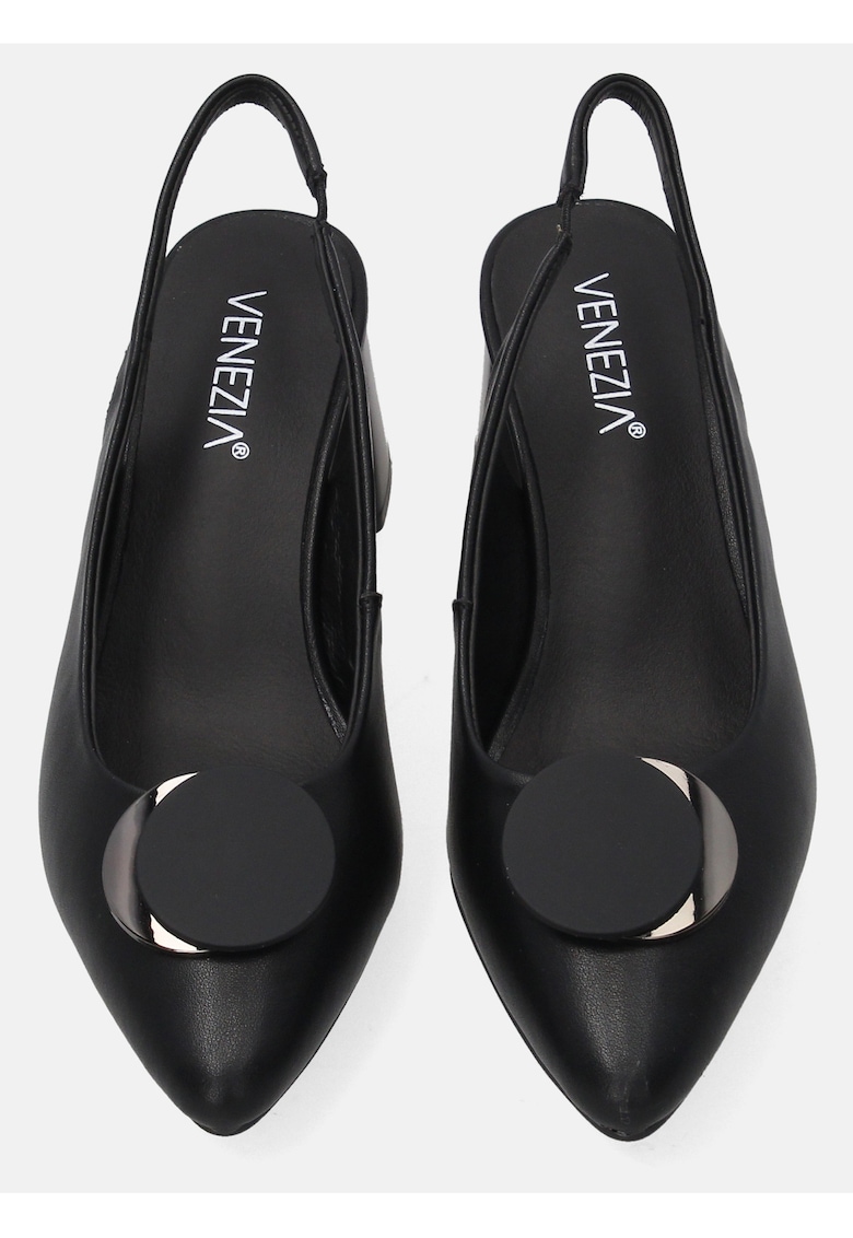 Pantofi sling-back din piele cu toc masiv