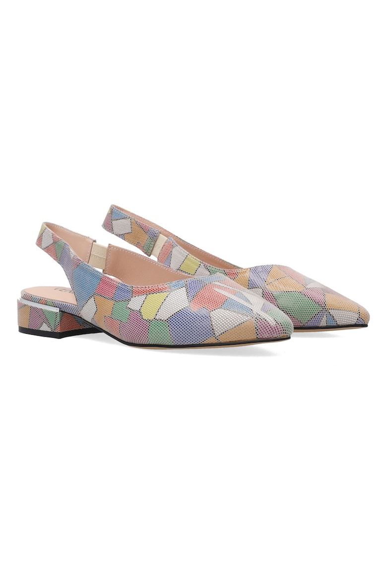 Pantofi cu toc din piele cu model geometric