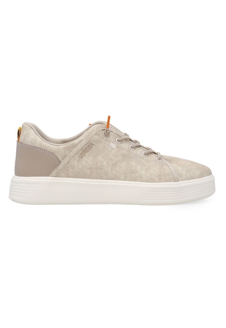 Pantofi sport uni din material textil cu flatforma - Bej