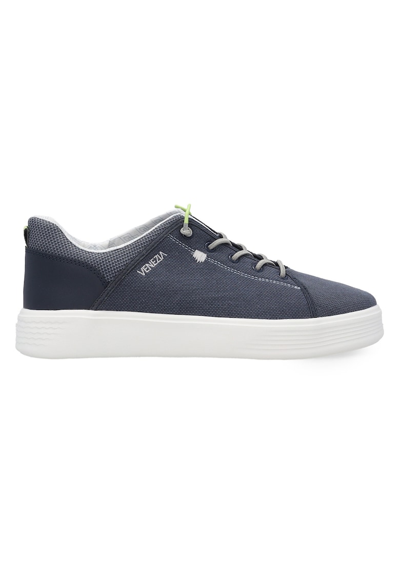 Pantofi sport uni din material textil cu flatforma - Albastru marin