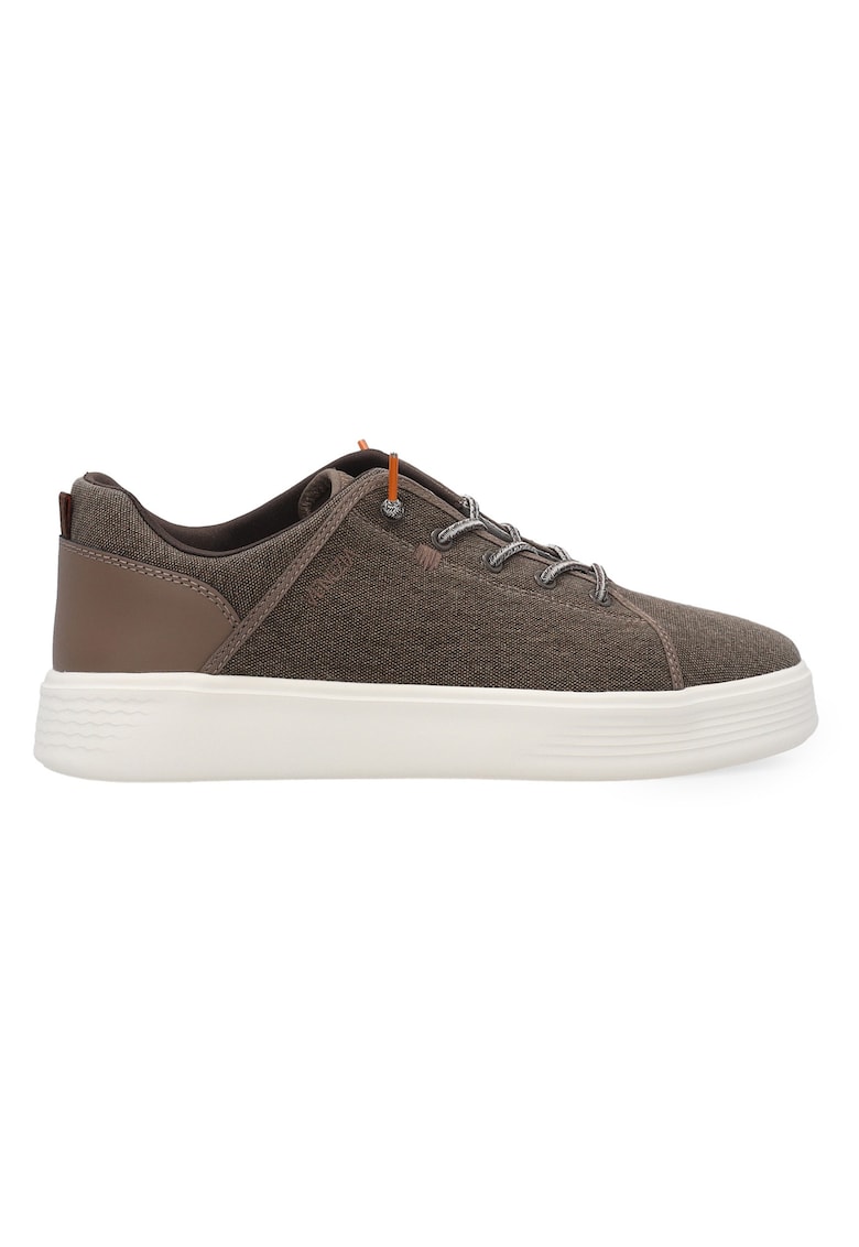 Pantofi sport uni din material textil cu flatforma - Maro