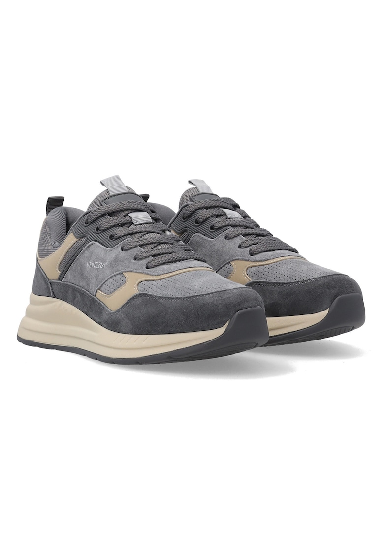 Pantofi sport uni de piele intoarsa