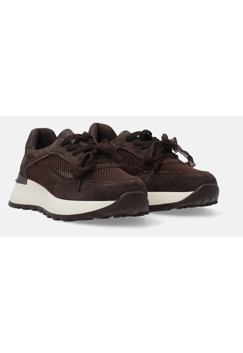 Pantofi sport din piele intoarsa cu insertii de plasa
