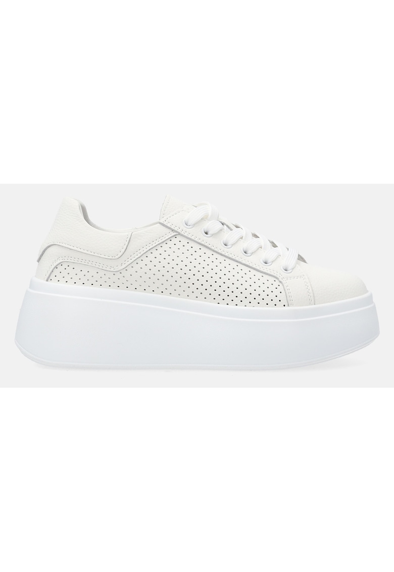 Pantofi sport flatform din piele cu perforatii -