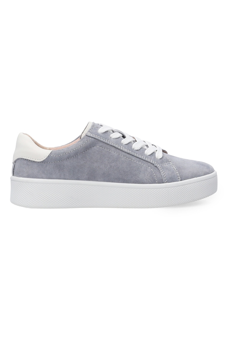 Pantofi sport flatform din piele intoarsa cu sireturi