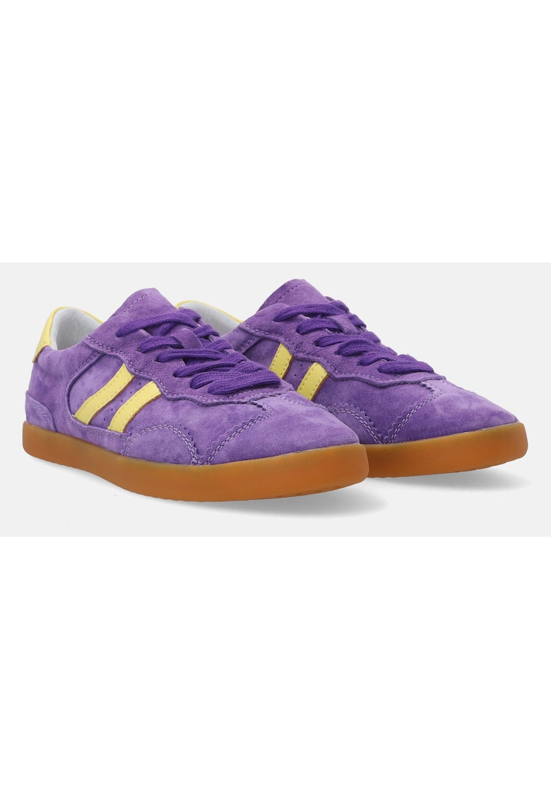 Pantofi sport din piele intoarsa cu detalii din piele naturala - Mov/Galben - Mov