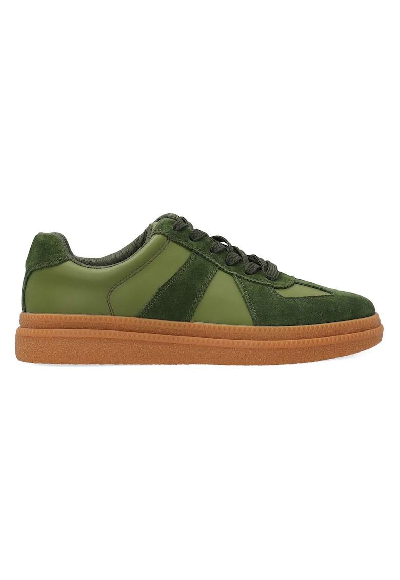 Pantofi sport din piele si piele intoarsa - Verde