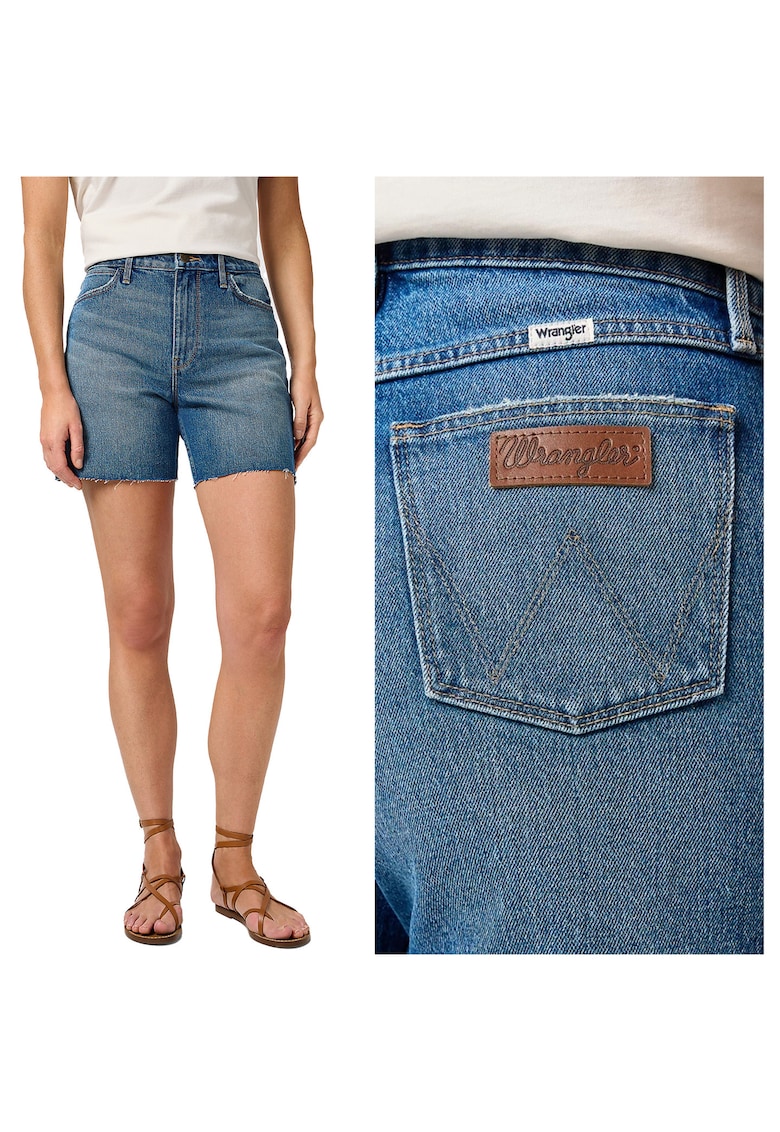 Blugi Scurti Dama - Cowboy Short 3 Inch - Regular Fit - Fermoar - Lungime Scurta - Denim Aspect - Buzunare Frontale Si La Spate - Bumbac - W28 - Albastru - Albastru