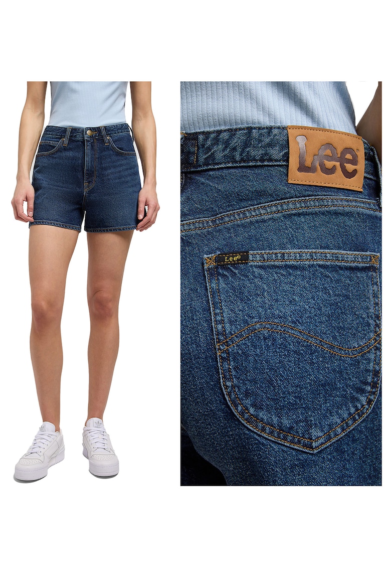 Blugi Scurti Dama - Carol Short - Regular Fit - Fermoar - Lungime Scurta - Denim Aspect - Buzunare Frontale Si La Spate - Bumbac - W28 - Albastru