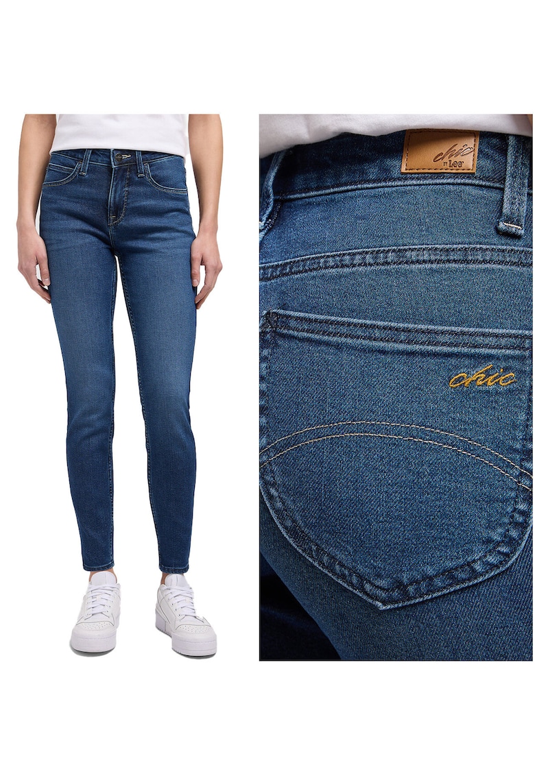 Blugi Dama - High Rise Clay - Skinny Fit - Talie Inalta - Fermoar - Lungi - 5 Buzunare - Bumbac - W33-L31 US - Albastru